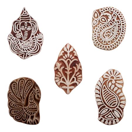 Set of 5 Piece New Mix Wooden Printing Blocks